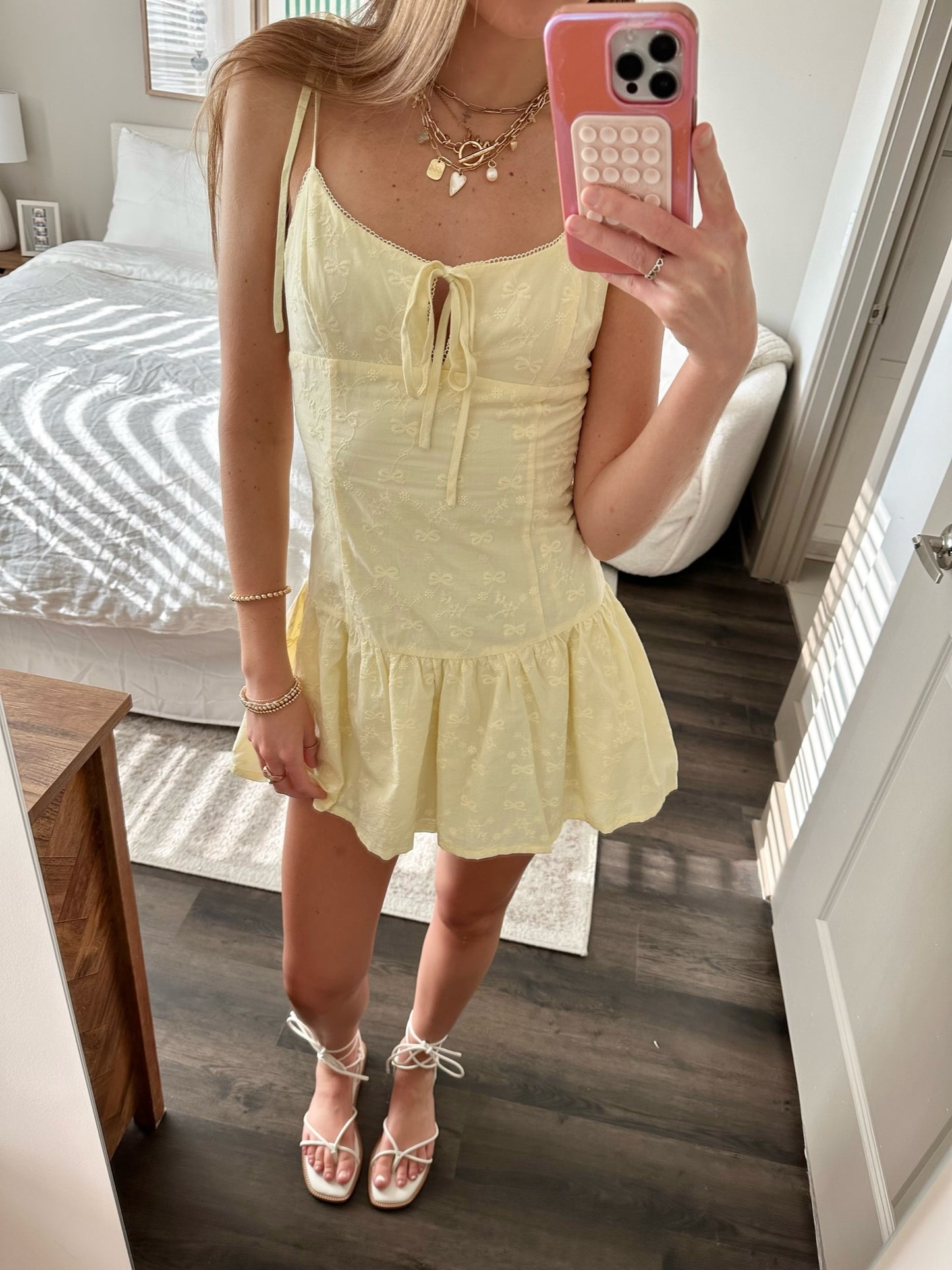 Ellie Eyelet Drop Waist Mini Dress