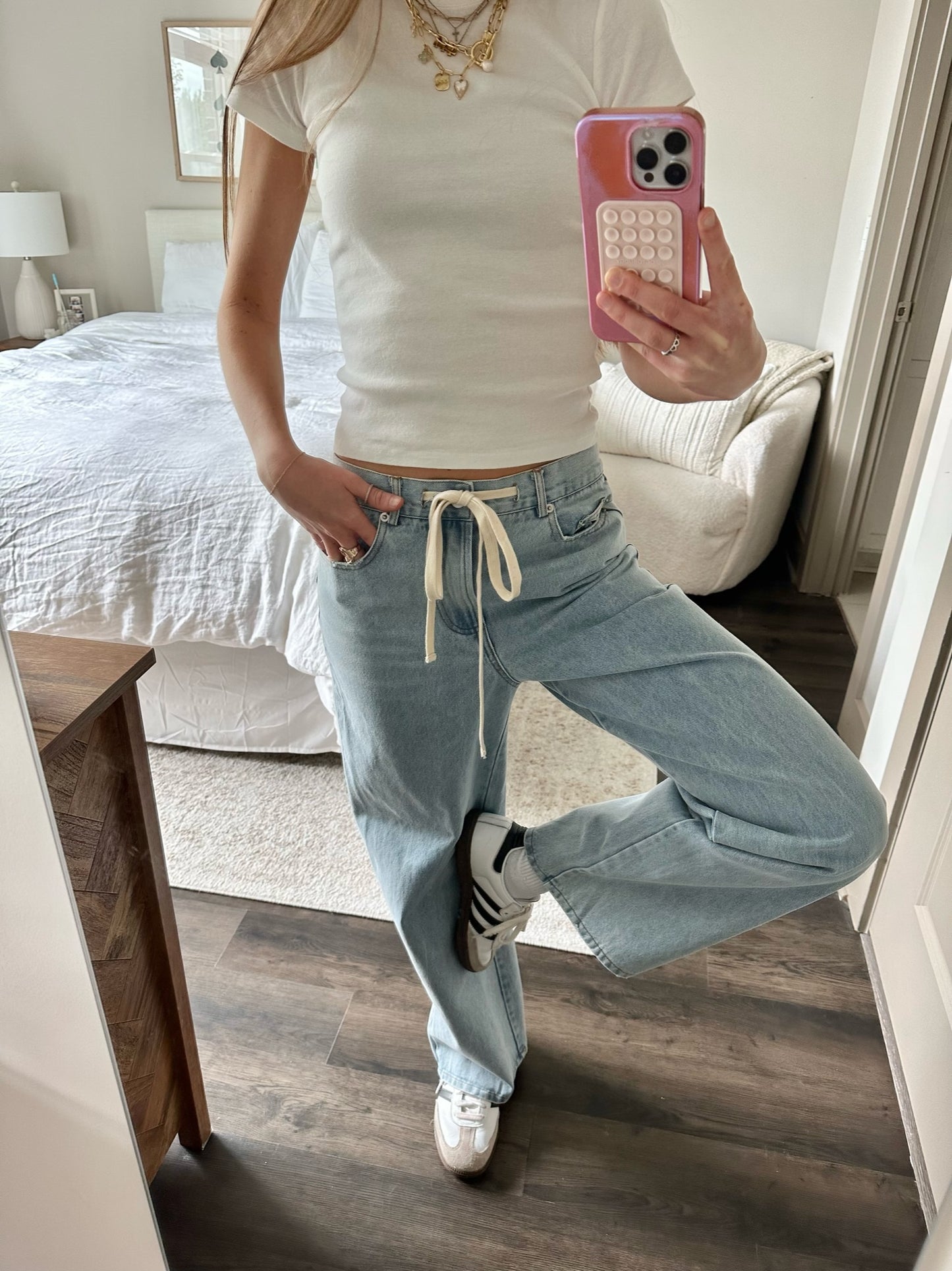 Sweet Emotion Drawstring Baggy Jeans