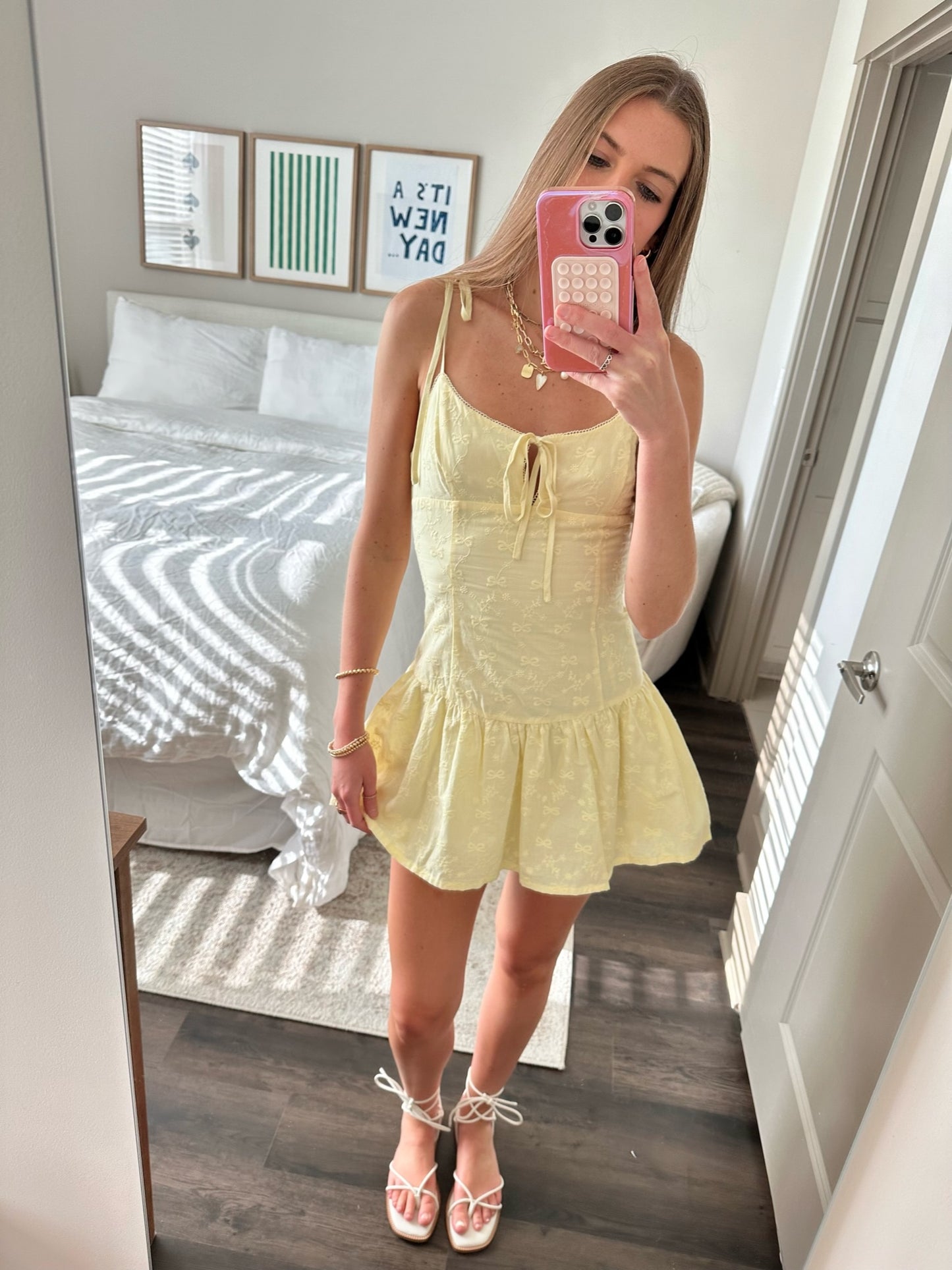 Ellie Eyelet Drop Waist Mini Dress