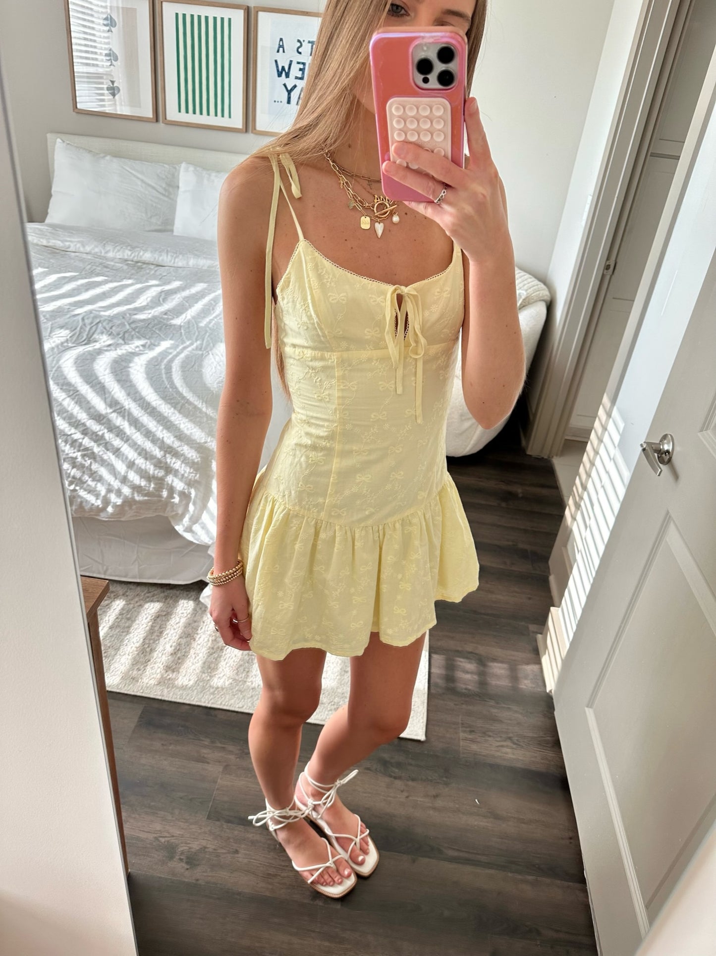 Ellie Eyelet Drop Waist Mini Dress