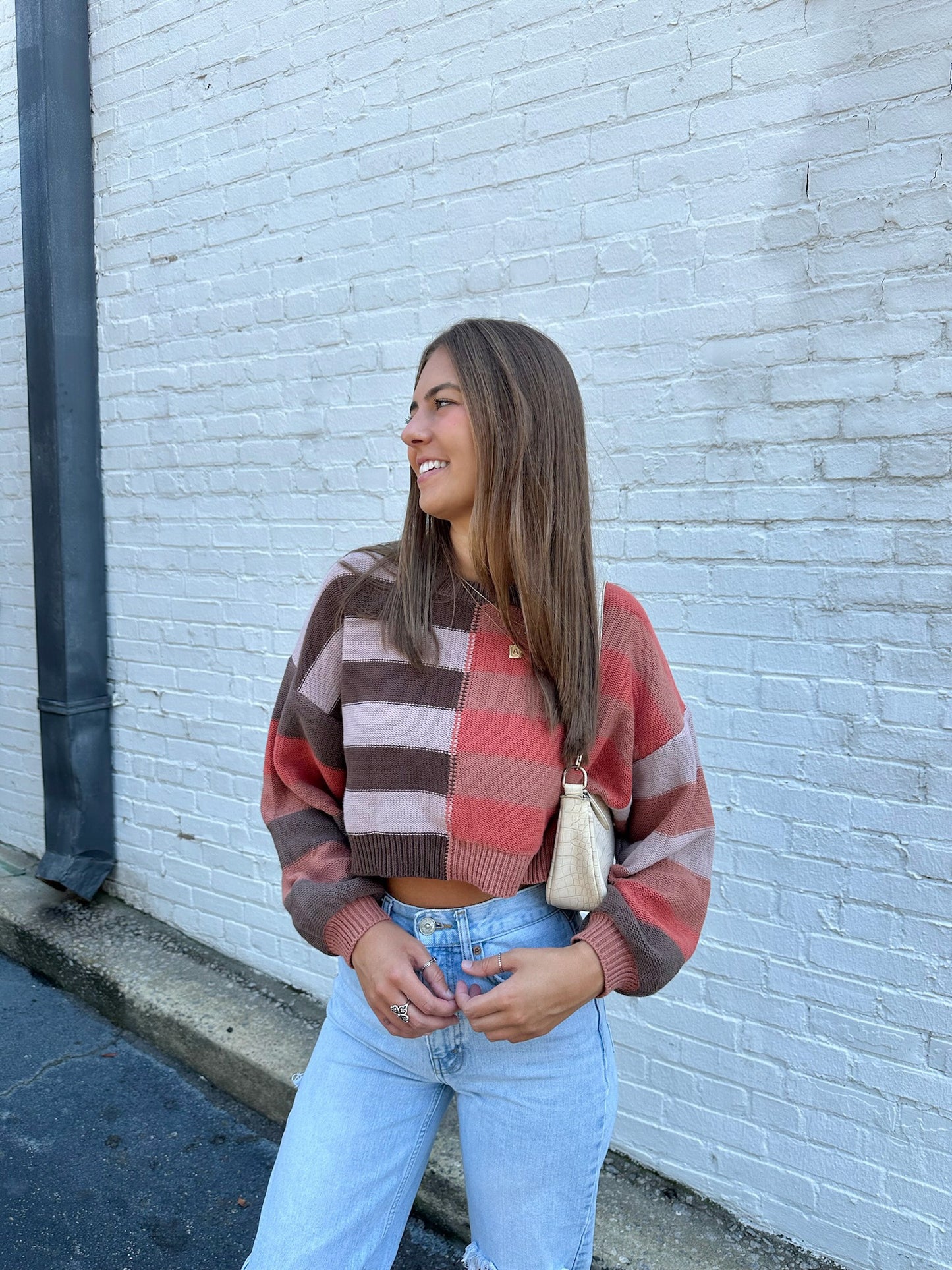 Check Me Out Cropped Sweater in Brown