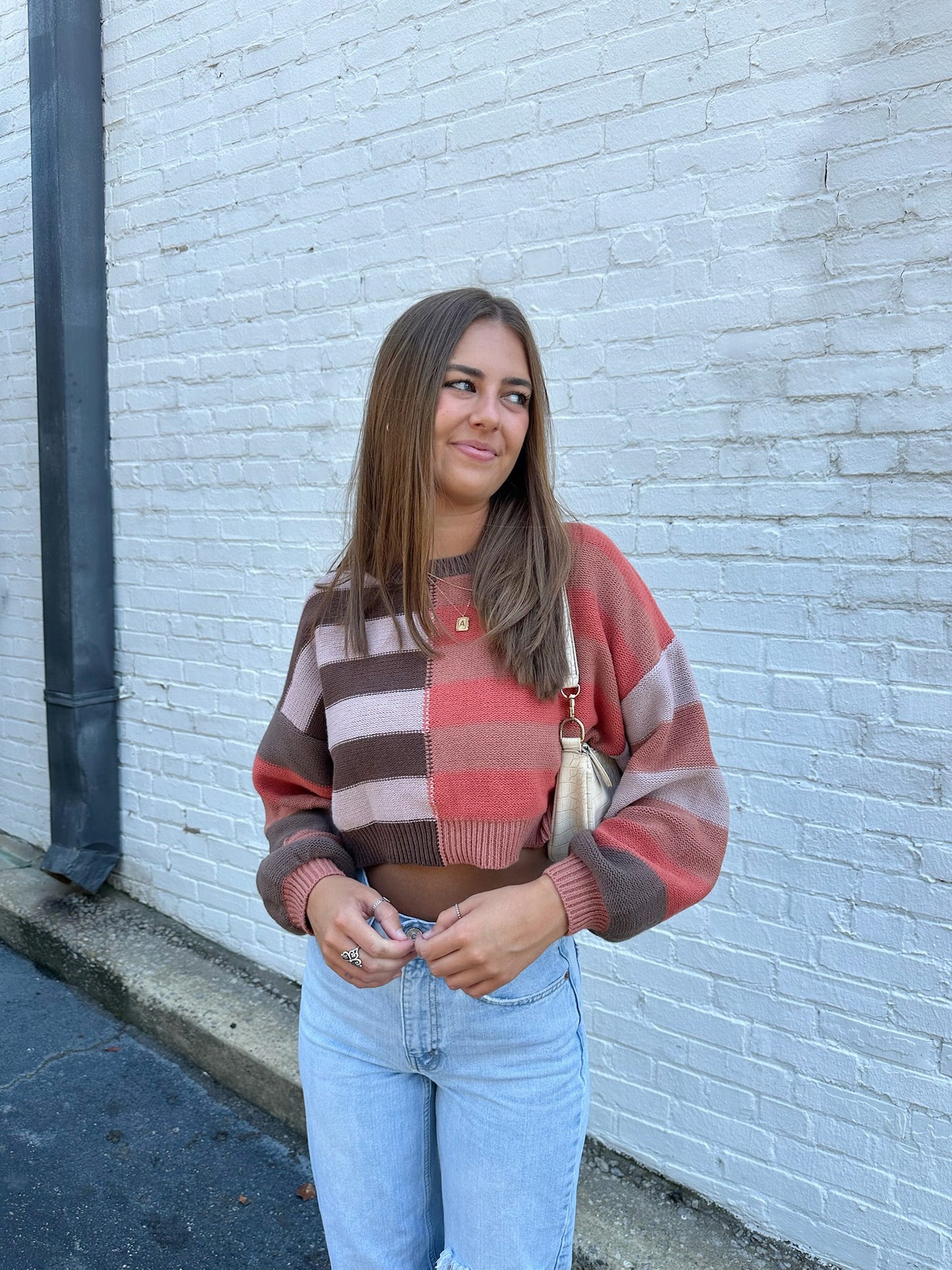 Check Me Out Cropped Sweater in Brown