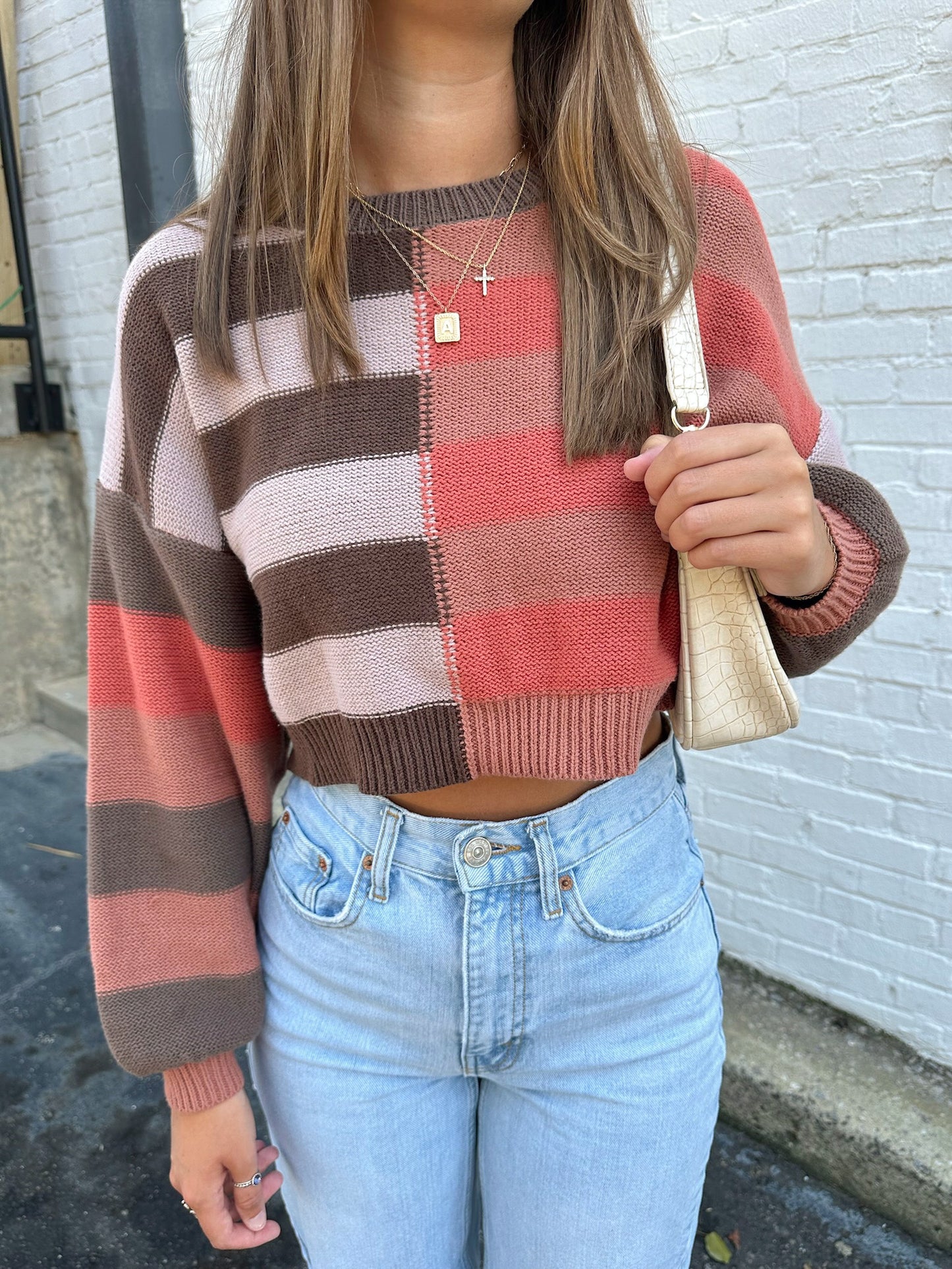 Check Me Out Cropped Sweater in Brown