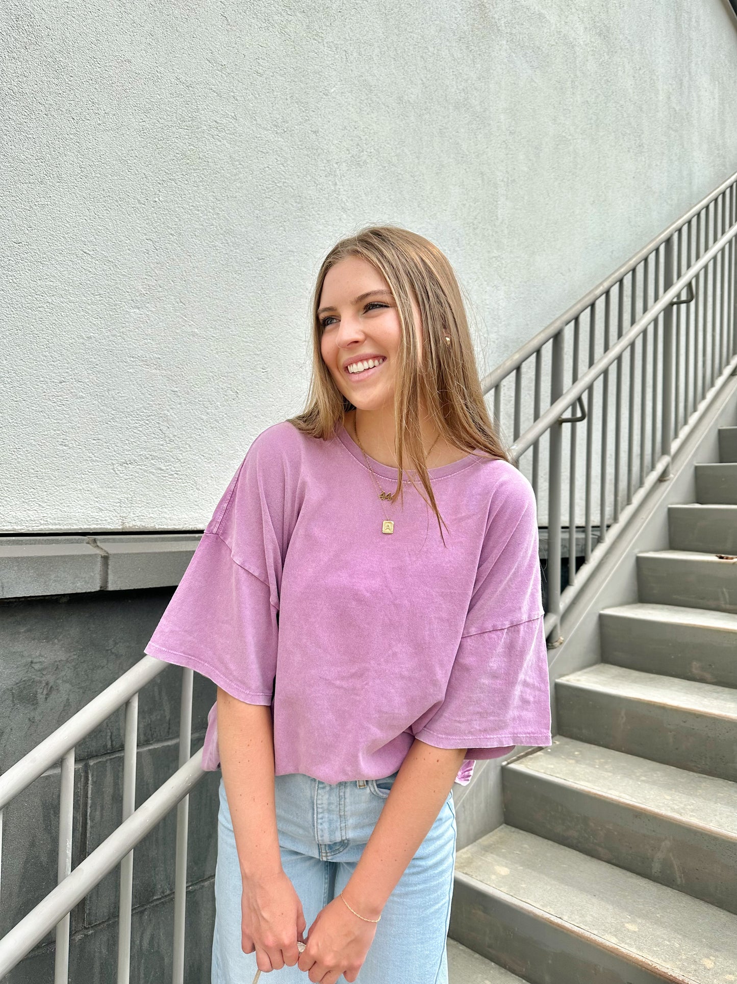 On Repeat Oversized Tee in Plum