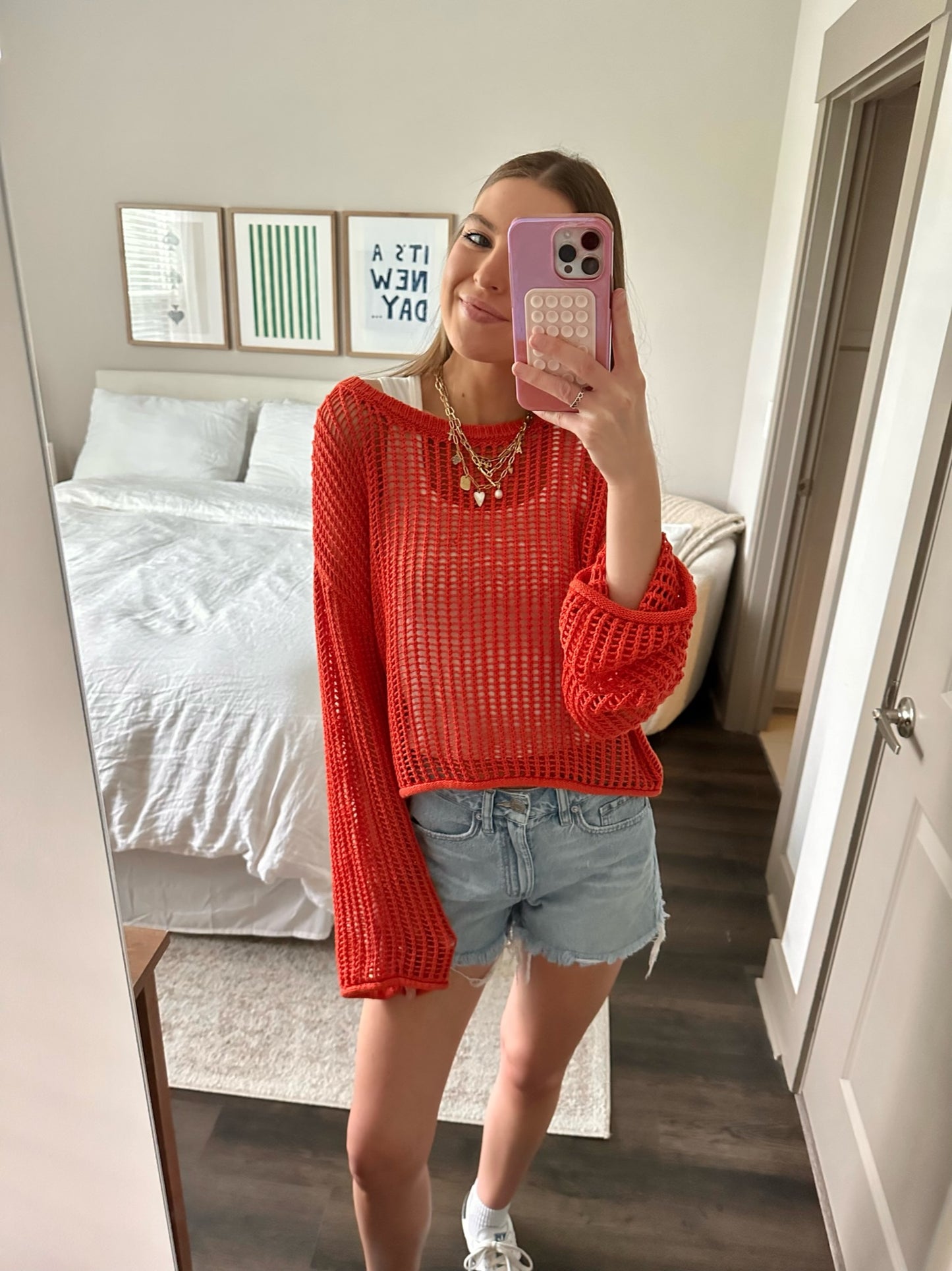 Sunset Cruise Crochet Top in Orange