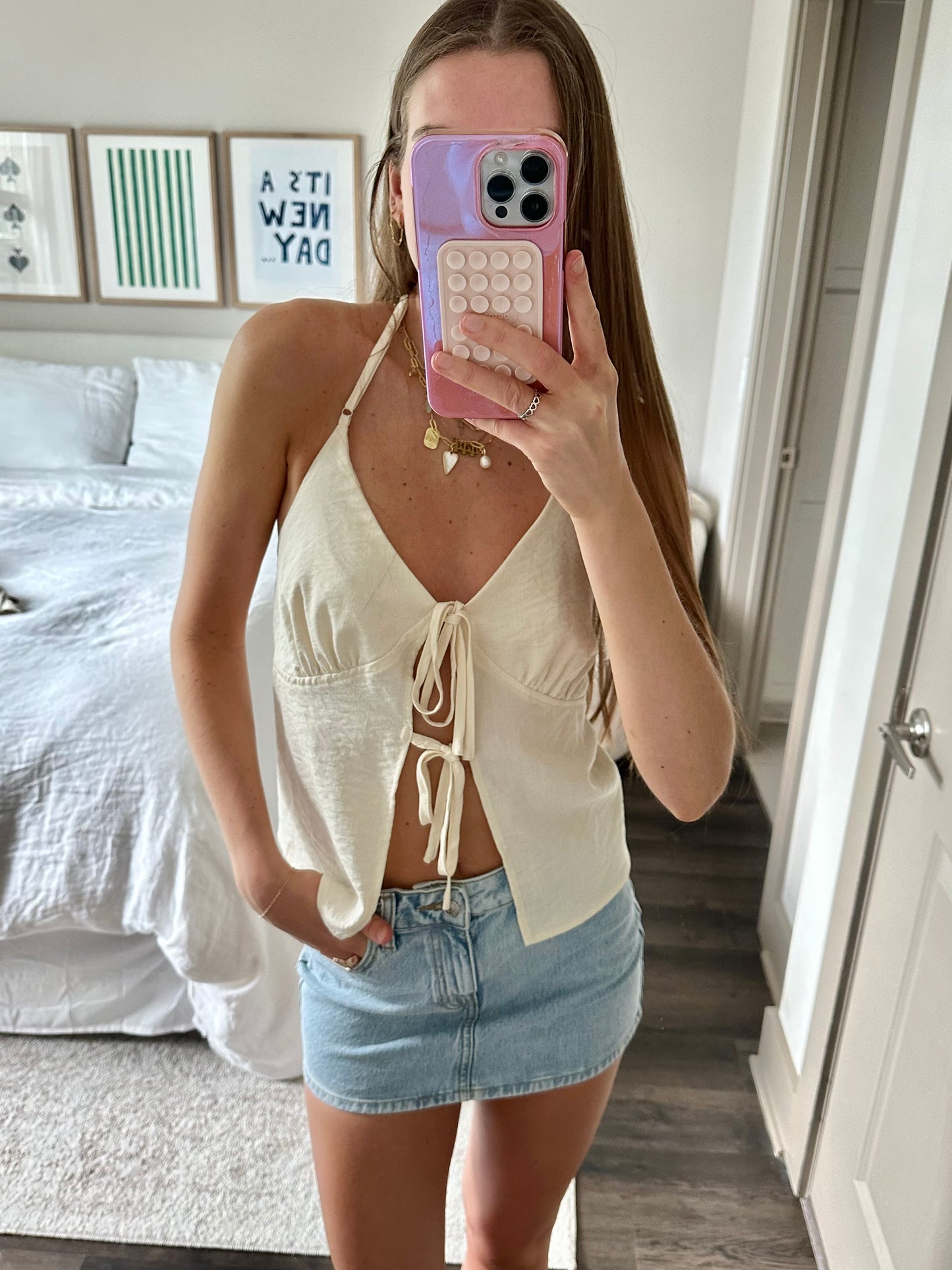 Waterfront Open Back Halter Tank