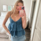 Blaze Denim Tiered Babydoll Top