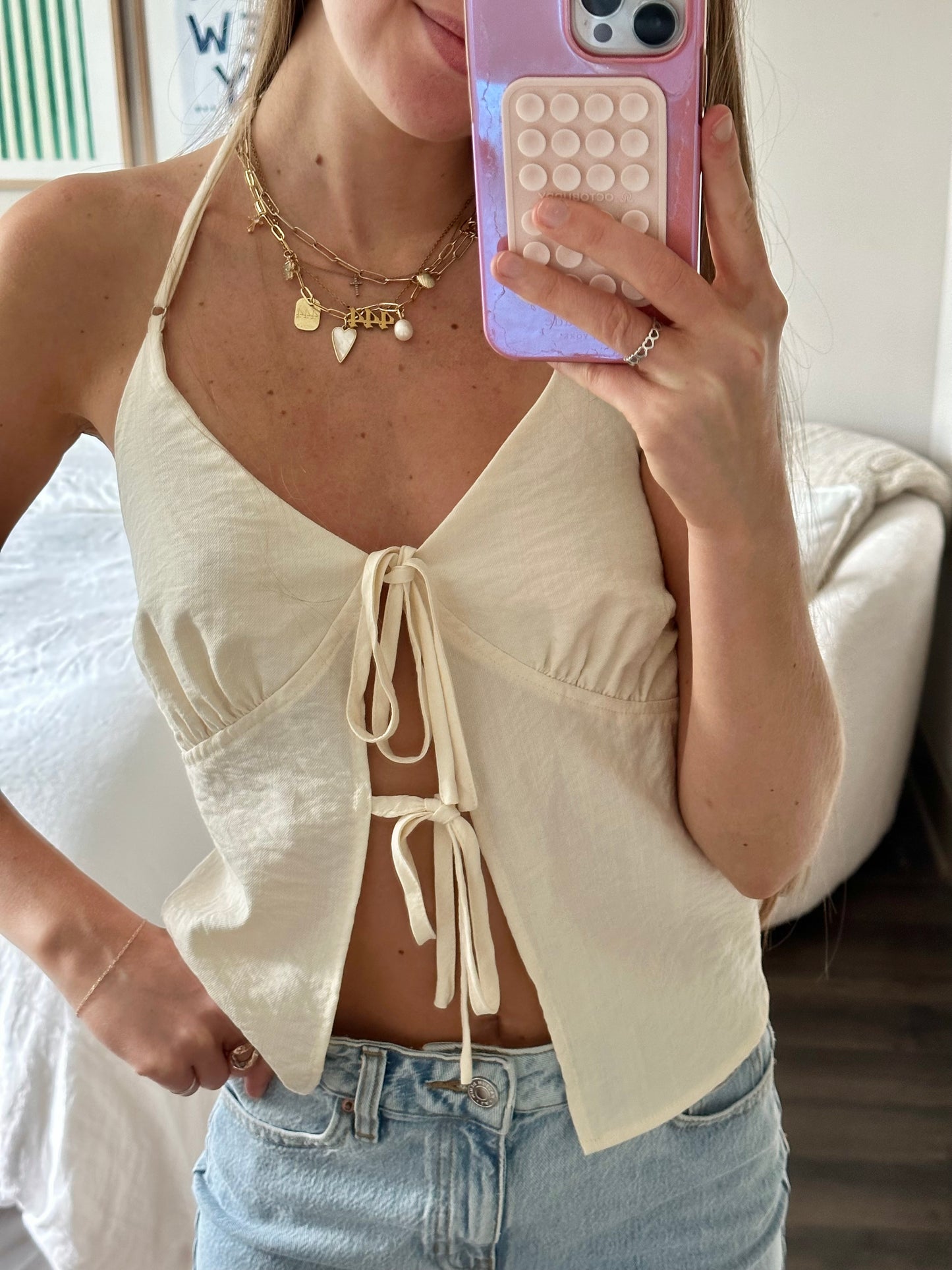 Waterfront Open Back Halter Tank