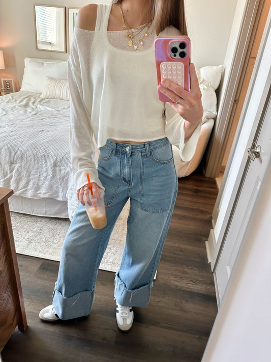For the Weekend Cuff Wide Leg Jeans *RESTOCKED*