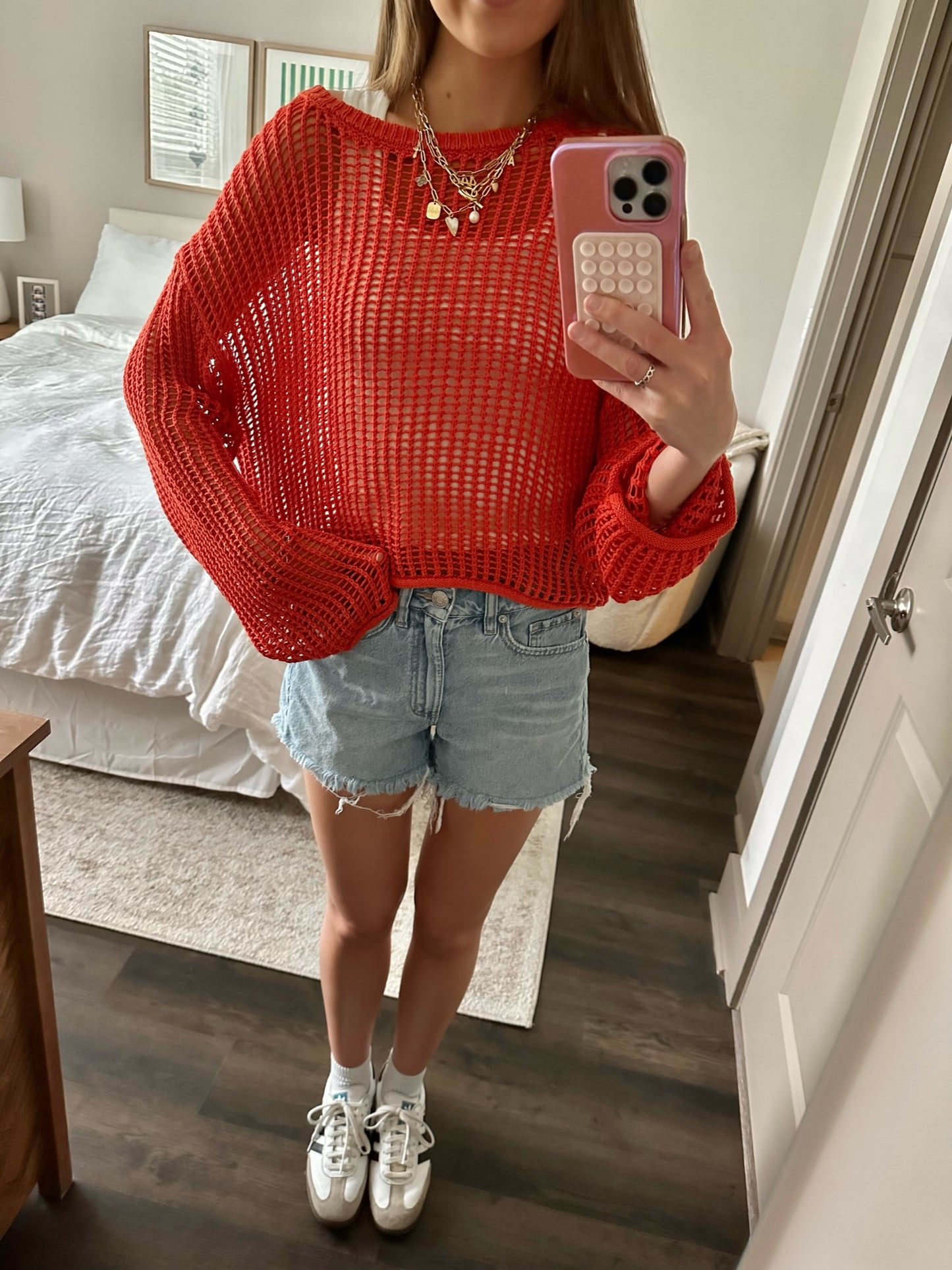 Sunset Cruise Crochet Top in Orange
