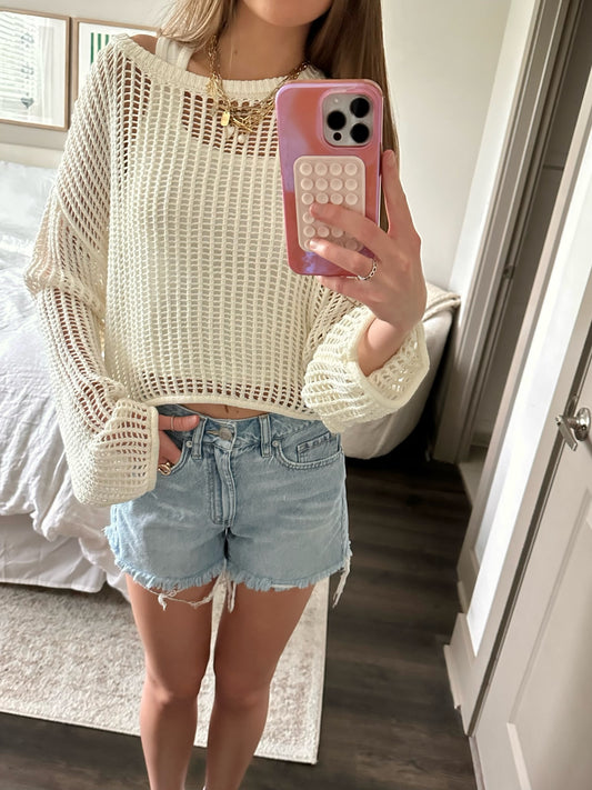 Sunset Cruise Crochet Top in White