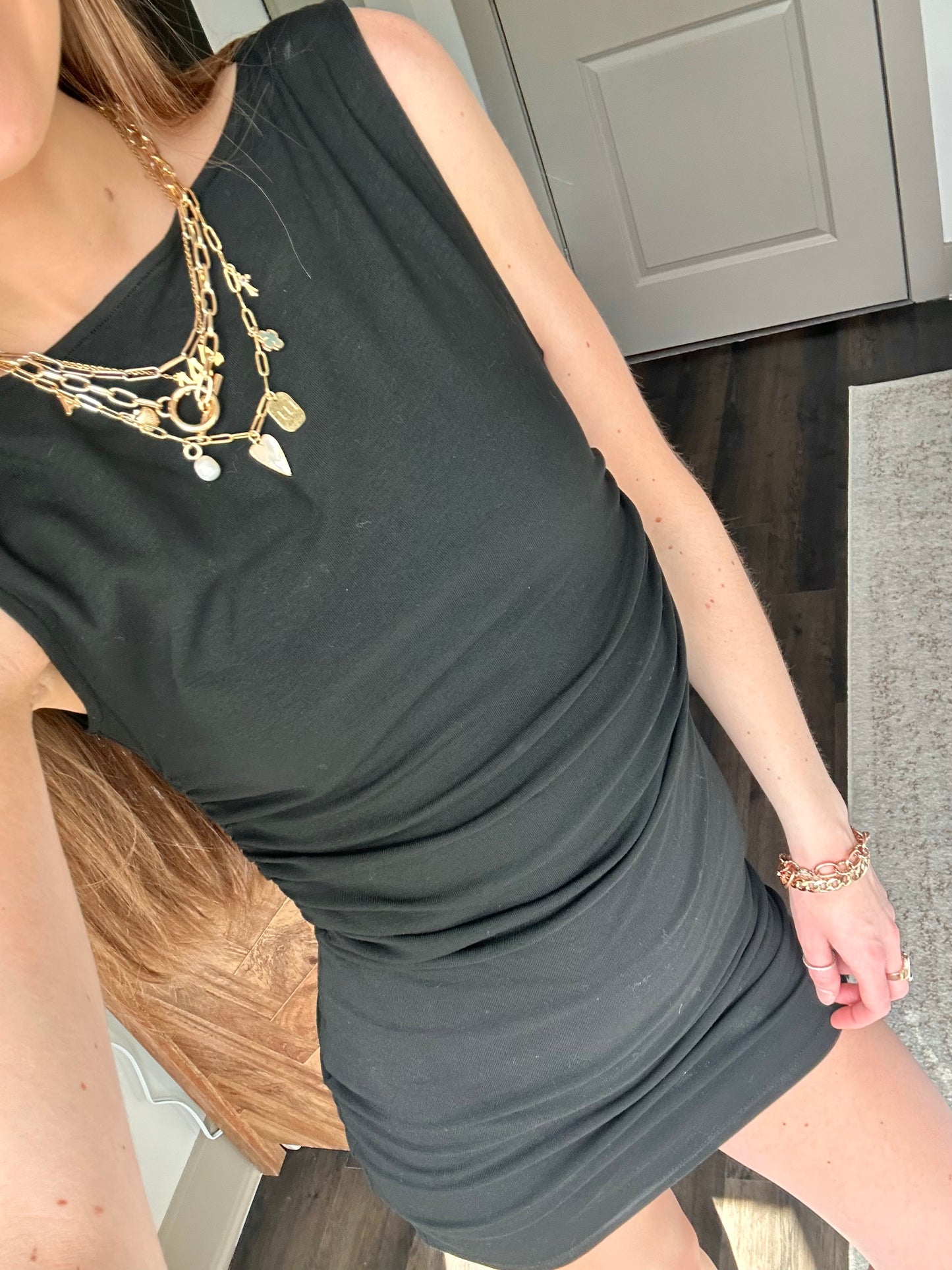 Caught Up Boat Neck Mini Dress