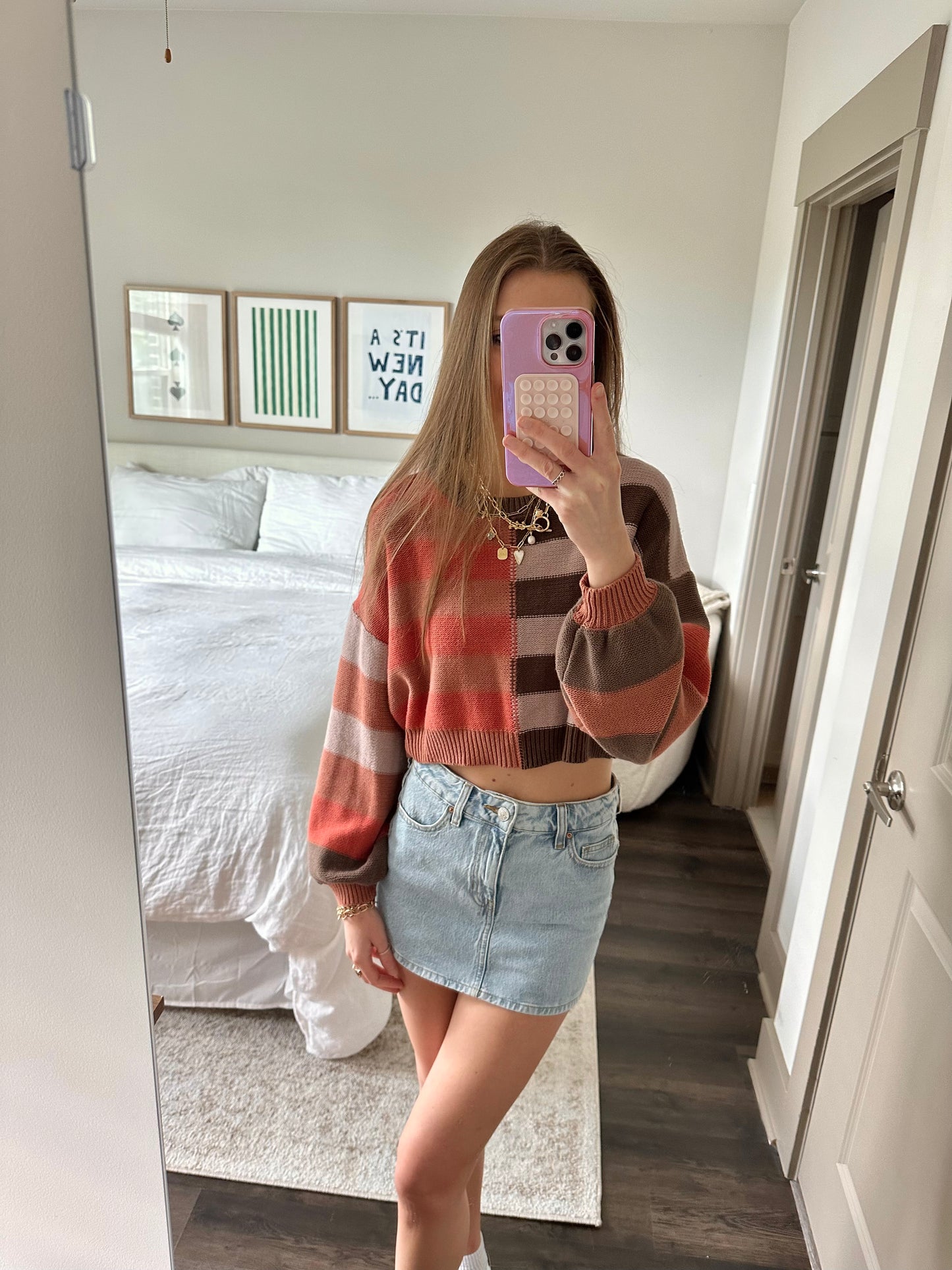 Check Me Out Cropped Sweater in Brown